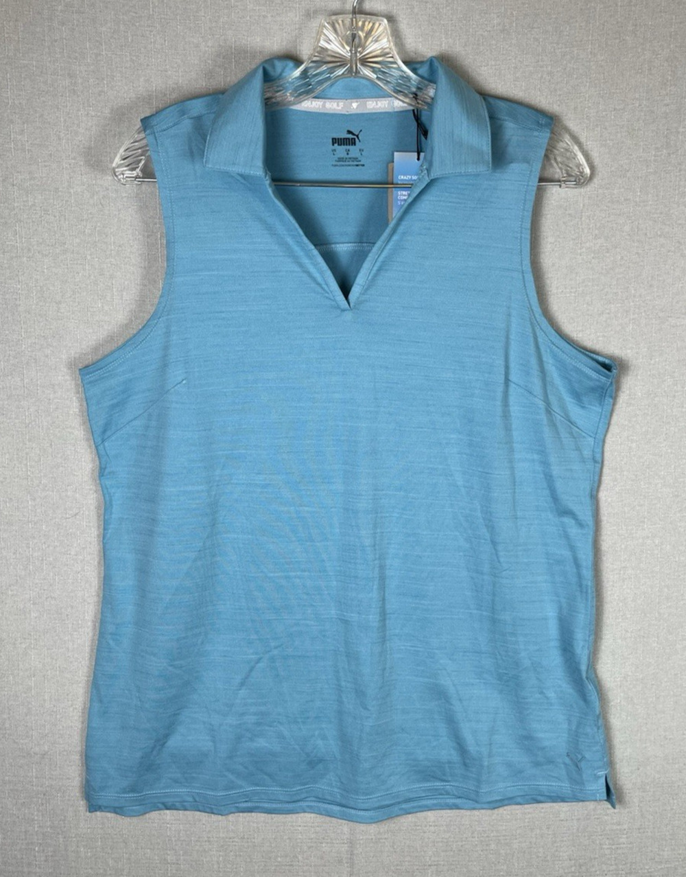 PUMA Womens Collared Sleeveless Golf Polo Turquoise Blue Size Large Soft NEW